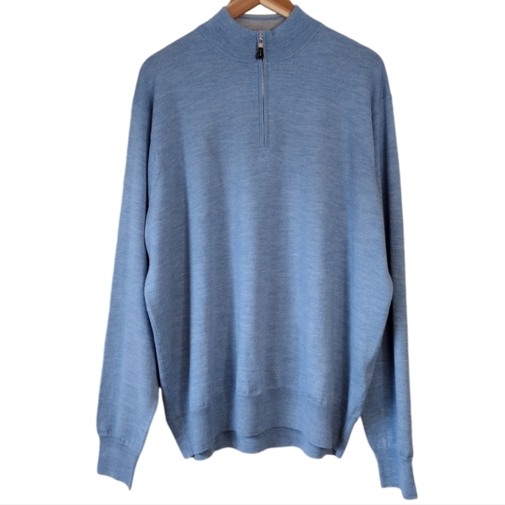 NWT Peter Millar Merino Wool Silk Quarter Zip Long Sleeve Pullover Sweater